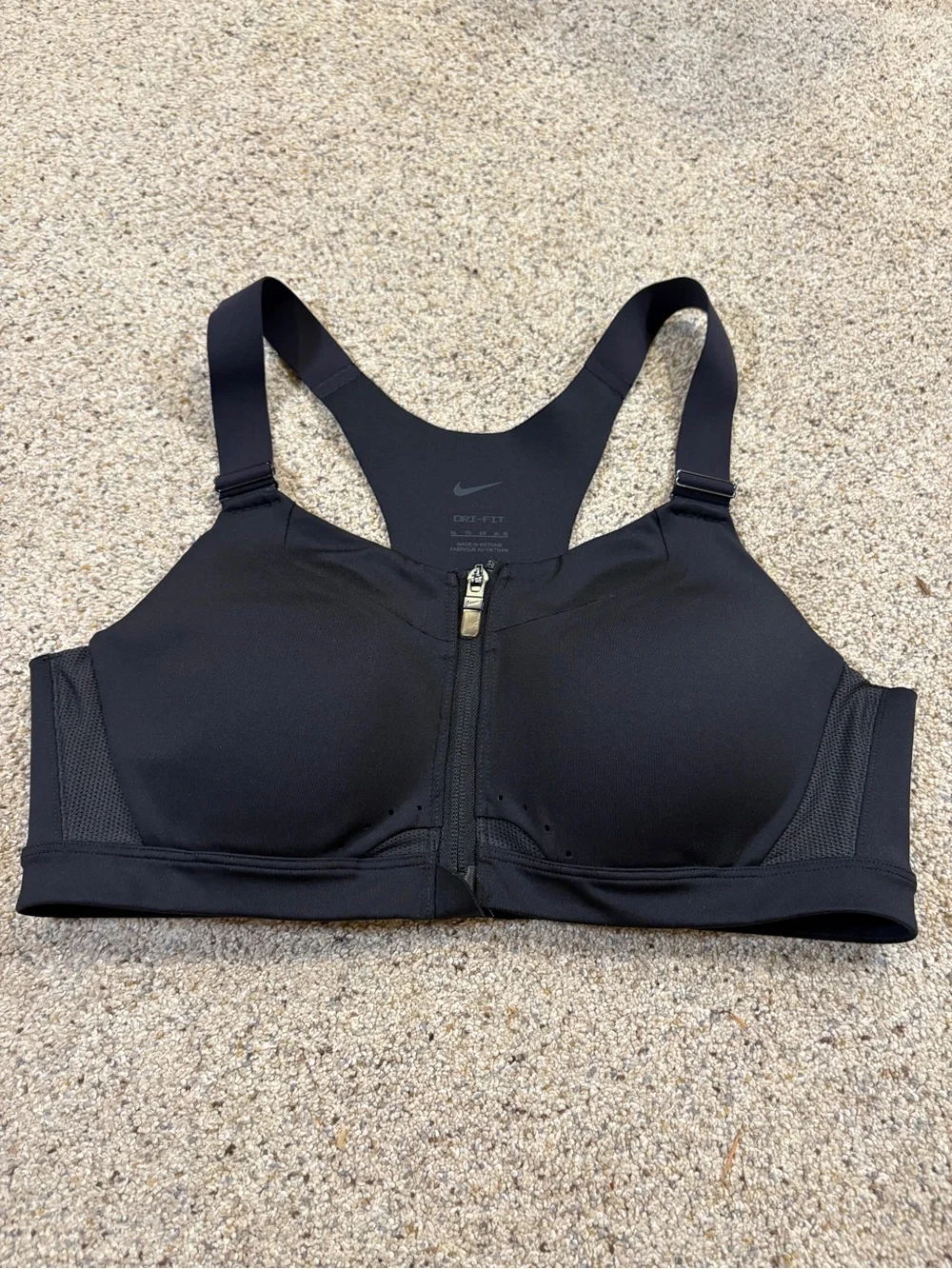 Nike Black Front-Zip High Support Racerback Sports Bra